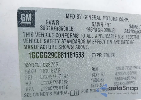 2008 Chevrolet Express Work Van from USA, damaged, VIN 1GCGG29C881181583